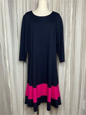 Eliza J Navy Blue Fit & Flare Stretch Knit Dress